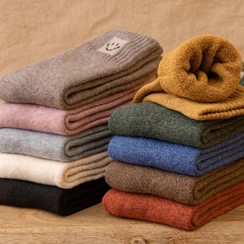 6/5/4/3/2/1Women's Warm Solid Color Floor Socks Non Slip Plush Knitted Coral Fleece Socks No Show Socks - Matrix Studios
