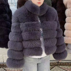 QUEENTINA Winter New Women's Cold Real Fox Fur Coat With Collar Especially Overcoat Leather Female Natural Plus Size 2023 Luxury - Matrix Studios