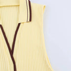 Summer New Fashion Style Ribbed Sleeveless Polo Collar T-shirt Sports Style Polo Shirt Vest Top Women's Clothing - Matrix-studios.com