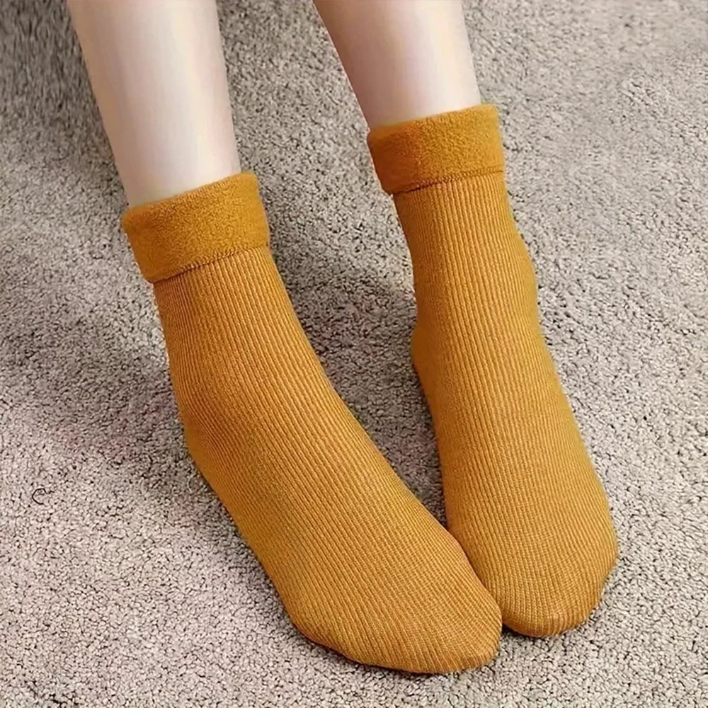 4 Pairs Winter Warm Solid Women Socks Thicken Thermal Socks Black Skin Seamless Snow Sock Unisex Socks - Matrix Studios