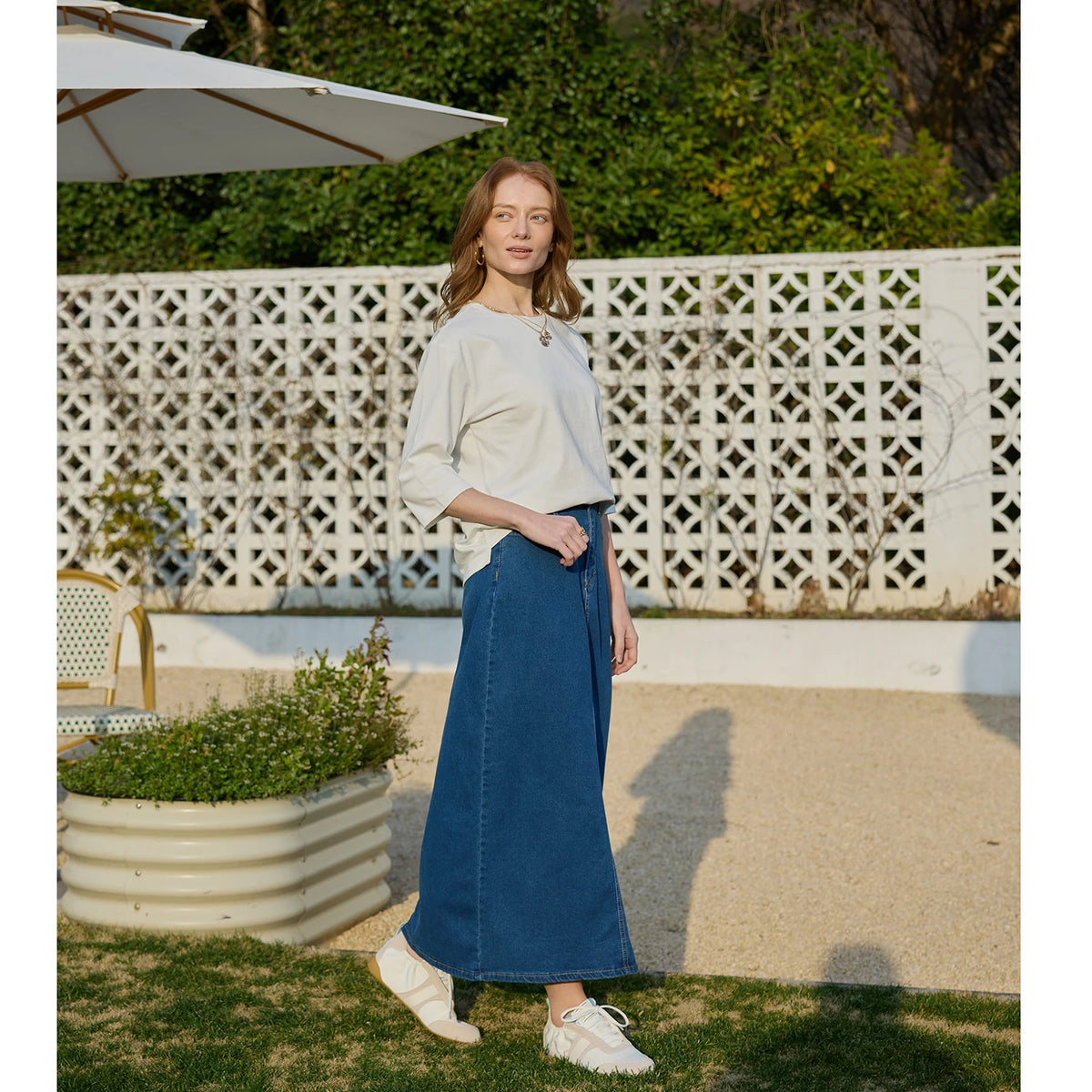 AP SS26 Women Cotton Denim Skirt Elegant - Matrix-studios.com