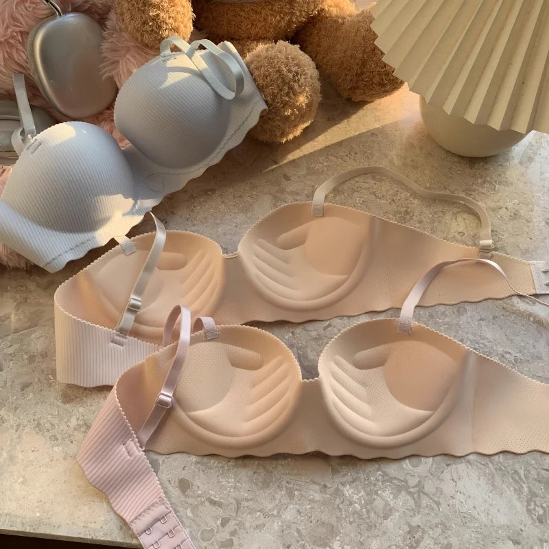Sexy Push-Up Seamless Bra Women's Non-wire Ribbed Bralette Soft Fixed Half-Cup Underwear Invisible Bra Small Chest Lingerie S-XL - Matrix Studios
