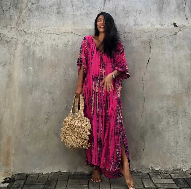 Women's Beach Kaftan Dresses Half Sleeve Caftan Swimsuit Plus Size Bathing Suit Cover Ups - Matrix Studios