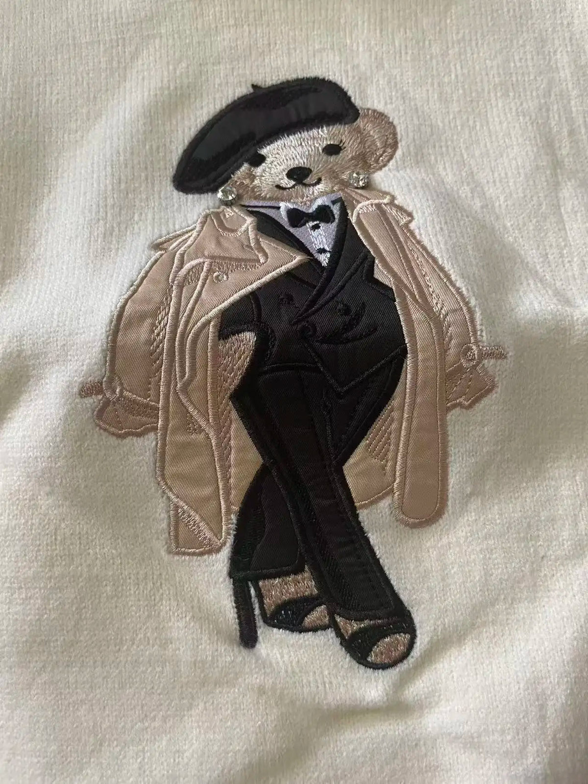 New Autumn Preppy Student Cashmere Sweater Women Cartoon Bear Embroidered O-neck Long Sleeve Pullover Top Casual Knitwear - Matrix Studios