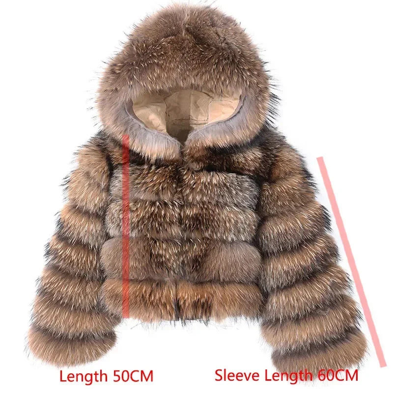 MAOMAOKONG Super Hot Winter Women Luxury Thick Real Raccoon Fur Coat Natural Fox Fur Jacket Plus Size Furry Jackets Female Vest - Matrix Studios