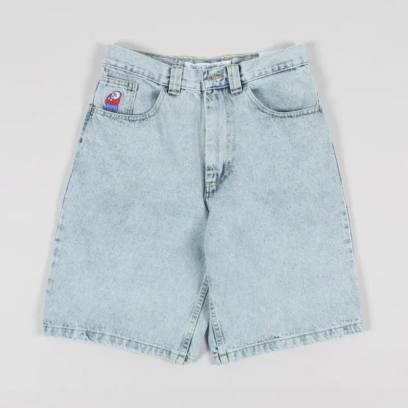 American New Retro Letter Embroidery Tooling Denim Shorts Trend Gothic Y2K Harajuku Hip-hop Loose Sports Shorts Street clothes