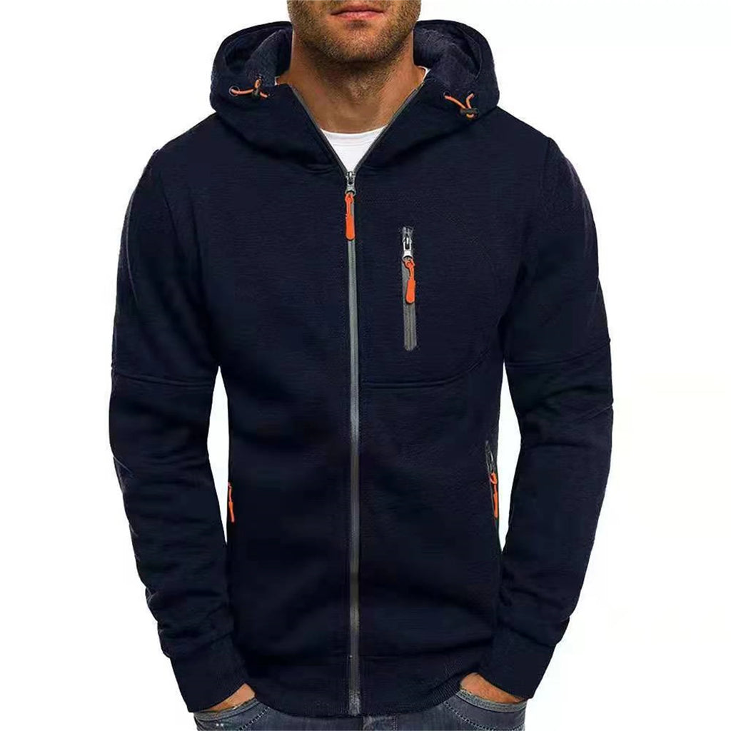 Solid color men's hooded jacket Casual long-sleeved hoodie Zipper Gym sports hoodie Spring Fall - Matrix Studios