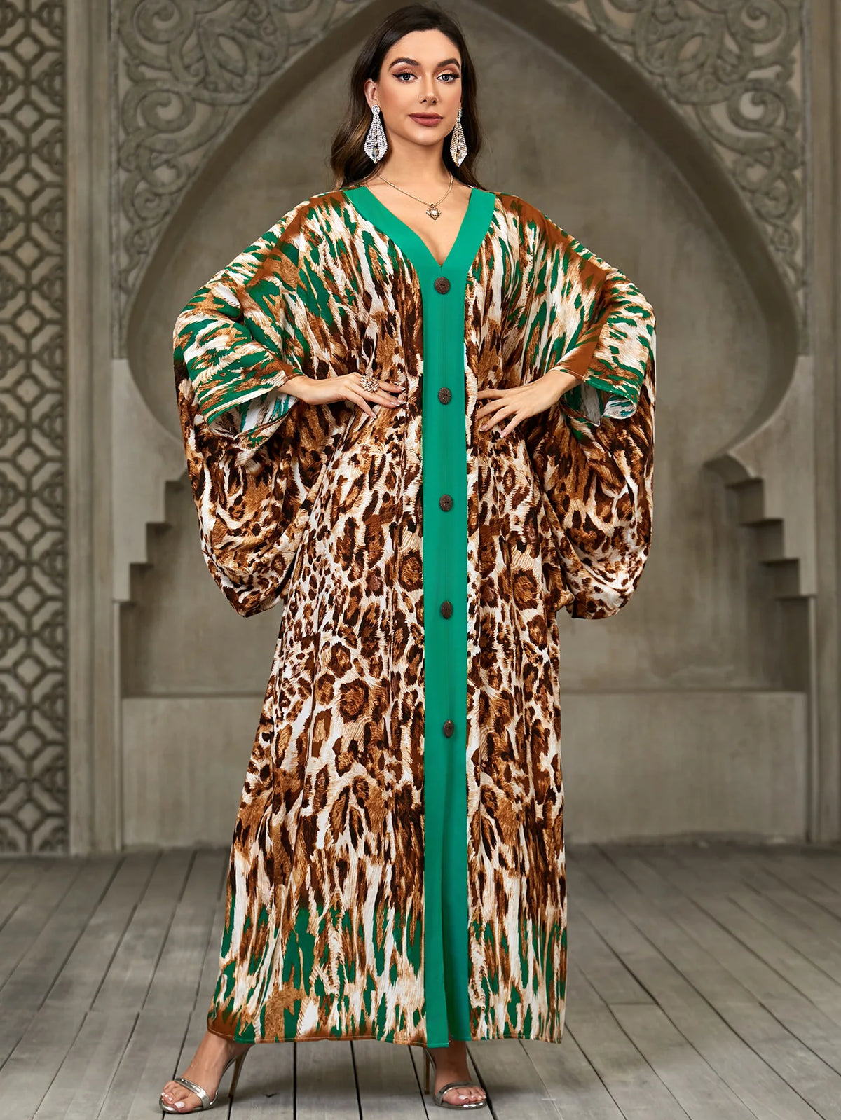 Caftans for Women Plus Size V-Neck Batwing Sleeve Kaftan Dress for Beach Swimwear Cover-Up Loungewear Mumu Dresses - Matrix Studios