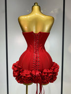 Women Sexy Strapless Backless Flower Embellished Mini Bandage Dress Bodycon Celebrity Party Cocktail Evening Party Club Dresses - Matrix-studios.com