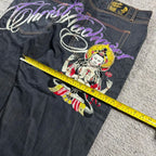 Baggy Wide Leg Y2K 2000s Loose Jeans Embroidered Buddha Casual Denim Pants Harajuku High Waist Straight Jeans Y2k Women Clothing - Matrix-studios.com