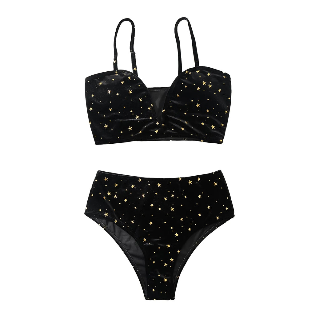Fashion Piece Swimsuit Swimsuit Velvet Two Sexy Women'S Split Printed Bikini Swimwears Tankinis Women Board Shorts Bathing Suit - Matrix-studios.com