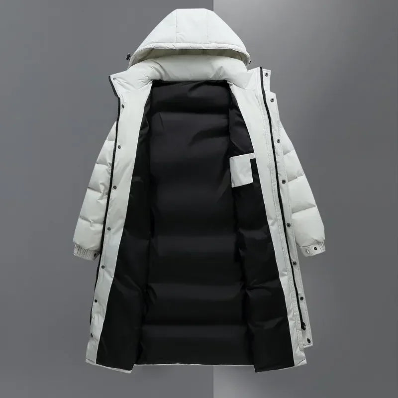 New Winter Men Long Puffer Jackets Hooded Casual Duck Down Coats Quality Male Outdoor Windproof Warm Winter Parkas Mens Clothing - Matrix Studios