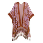 MJSERECA New Bohemian Burnt Plush Kimono for Woman Long Cardigan With tassel Beach Cover-up Casual Cardigan Shawl Chiffon Shirt - Matrix Studios