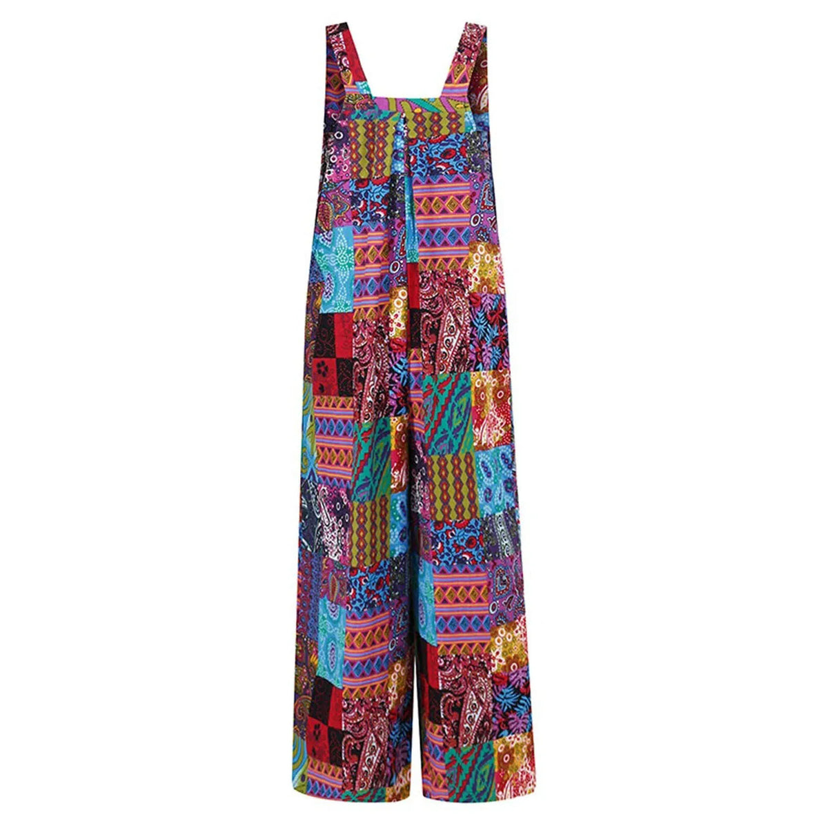 Captivating New Women Summer Overalls, Multicolor Ethnic Style Square Neck Sleeveless Casual Jumpsuit with Pockets for Girls - Matrix Studios