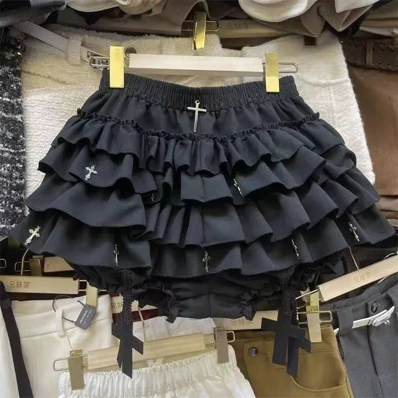 Japanese Y2k Cute Ruffled Plaid Skirt Punk Rock Subculture Cake Skirts Japanese Preppy Style Casual New 2025 Women Skirts - Matrix-studios.com