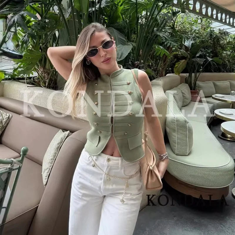 Guobioziy2026 Women's New Rope Knot Decorative Knit Vest Casual and Versatile Elegant and Graceful - Matrix Studios
