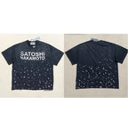 Ripped Hole Satoshi Nakamoto T-shirt High Quality Splash-ink Pattern Short Sleeve Retro Casual Loose Round Neck T Shirts - Matrix-studios.com
