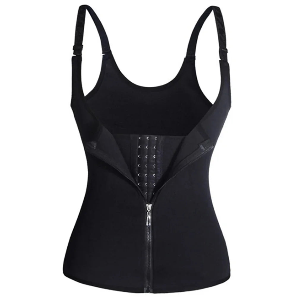 Waist Trainer Tank Top For Women Zipper Body Shaper Tummy Control Sleeveless Top, Women's Activewear Body Shaping Underwear - Matrix-studios.com