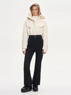 Faux Fur Patchwork Ski Jumpsuit Women Detachable Hoodie Long Sleeves Belts Zipper Warm Skiwear Female 2025 Winter Warm Rompers - Matrix Studios