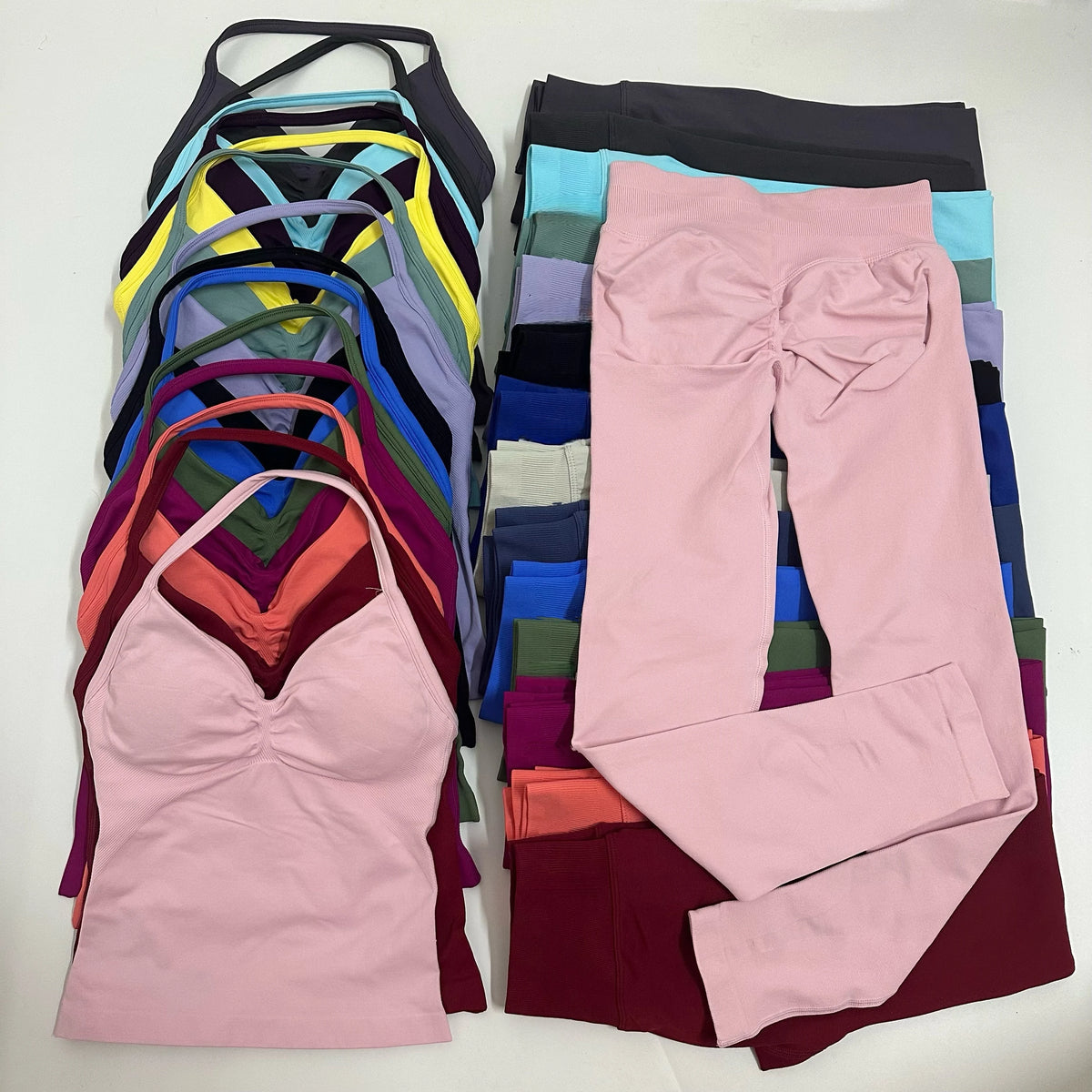 2 Pieces Set Yoga Leggings Set Women Backless Tank Tops High Waist Scrunch Gym Suit Fitness Clothes Outfit Yoga Set - Matrix-studios.com