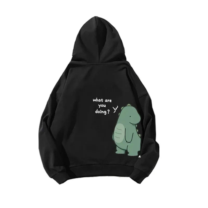 Autumn And Winter Cute Rock Dinosaur Fashion Print Men's Casual Harajuku Y2k Cartoon Couple Hoodie As a Gift for Couples - Matrix Studios