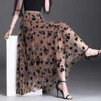 Korean Women Tulle Skirt Fashion Summer Hook Floral Loose Midi Skirt Elegant Female Casual All Match Mesh Skirts New - Matrix-studios.com