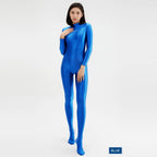 2023 AMORESY Women's Catsuit Playsuits Wetlook Shiny Glossy Tights Zipper Leotards Fullbody Overall Zentai Jumpsuits - Matrix Studios