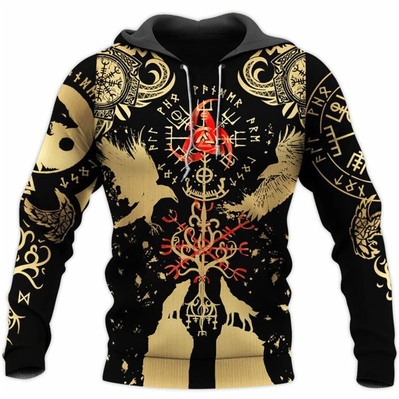 Mens Hoodies Vikings eagle Tattoo Fashion Animal pattern 3D Printed Style Casual Harajuku Hip Hop Pullover Oversized Sudaderas - Matrix Studios
