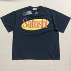Ripped Hole Satoshi Nakamoto T-shirt High Quality Splash-ink Pattern Short Sleeve Retro Casual Loose Round Neck T Shirts - Matrix-studios.com