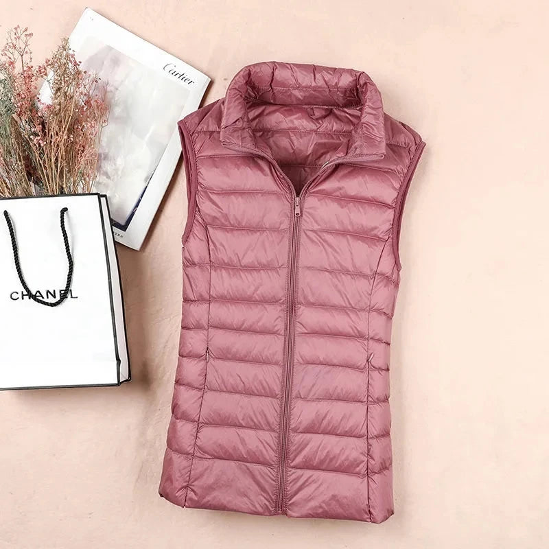 2026 White Duck Down Jacket Women Vest Autumn Winter Sleeveless Waistcoat Warm Lightweight Puffer Jacket Female Tops Outwear 8XL - Matrix Studios