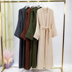 2pics Muslim Sets Muslim Jilbab Two Pieces Women Out Abaya Loose Cardigan Coat Sleeveless Inner Dress Prayer Clothing with Belt - Matrix-studios.com
