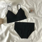Women's Sports Bra Set Underwear Bra Korean Style Push Up No Steel Ring Bra Sexy Tube Top High Elastic Panty Set - Matrix-studios.com