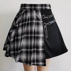 Gothic Sweet Women Pleated Skirt Fashion Plaid Mini High Waist Chic Skirt Kawaii Summer Casual Ladies Plaid Pleated Skirt - Matrix-studios.com