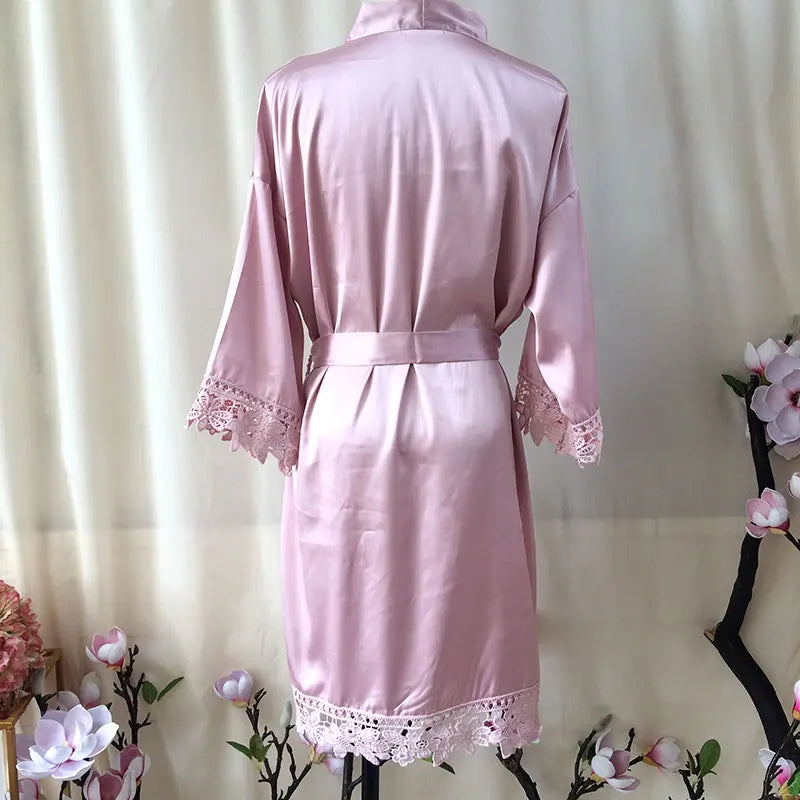Customized Summer Lace Sleepwear Bride&Bridemaid Wedding Robe Personalized Gown Champagne Kimono Silk Bathrobe Satin Night Dress - Matrix-studios.com