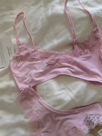 Lace Bra Set Woman Adjusted-strap Seamless Bras+Low Waist Panties Female Casual Simple Solid High Elasticity Lingerie Sets - Matrix-studios.com