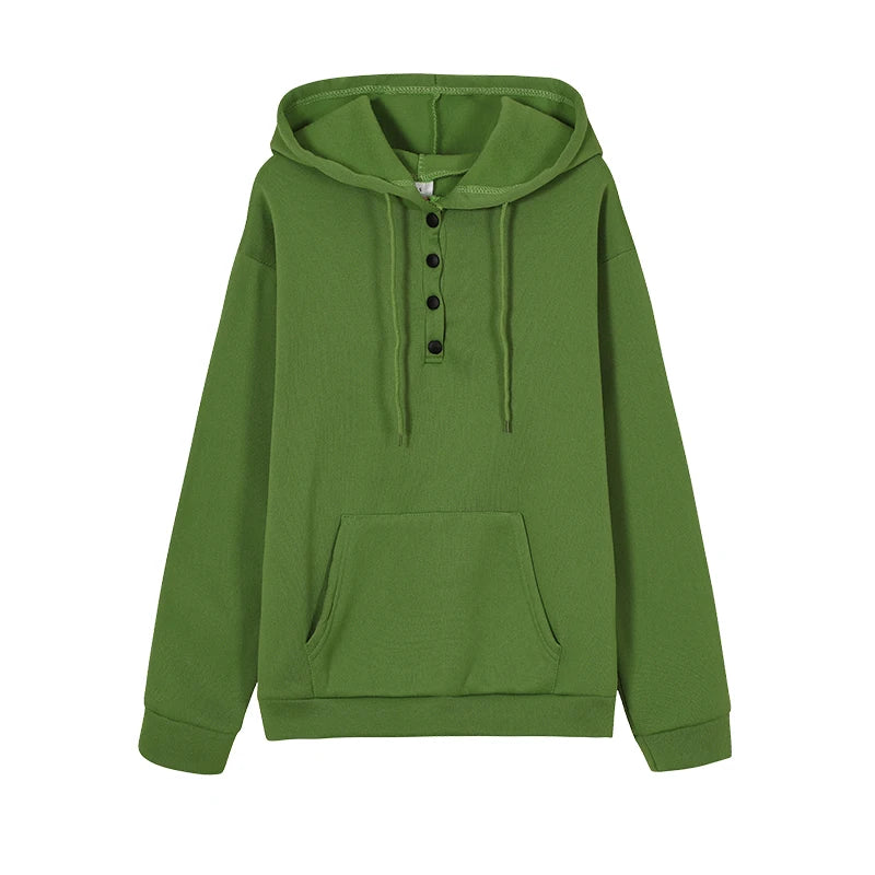 European and N Women's Long-sleeved Loose Casual Hooded Drawstring Pocket Hoodie - Matrix Studios