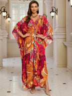 Kaftan Dresses for Women Wave Neck Swimsuit Cover Up Caftan Dress Plus Size Oversized Long Beach Dress - Matrix Studios