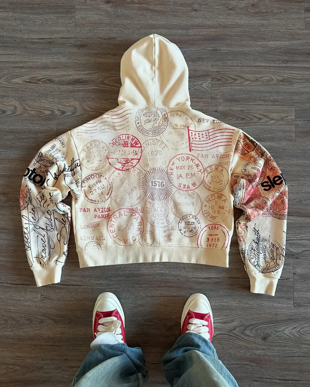 Passport Print Hoodie for Women Fashion Hip Hop Zip Up Hoodies Long Sleeve Harajuku Y2K Clothes Female Sweatshirt Street Jacket