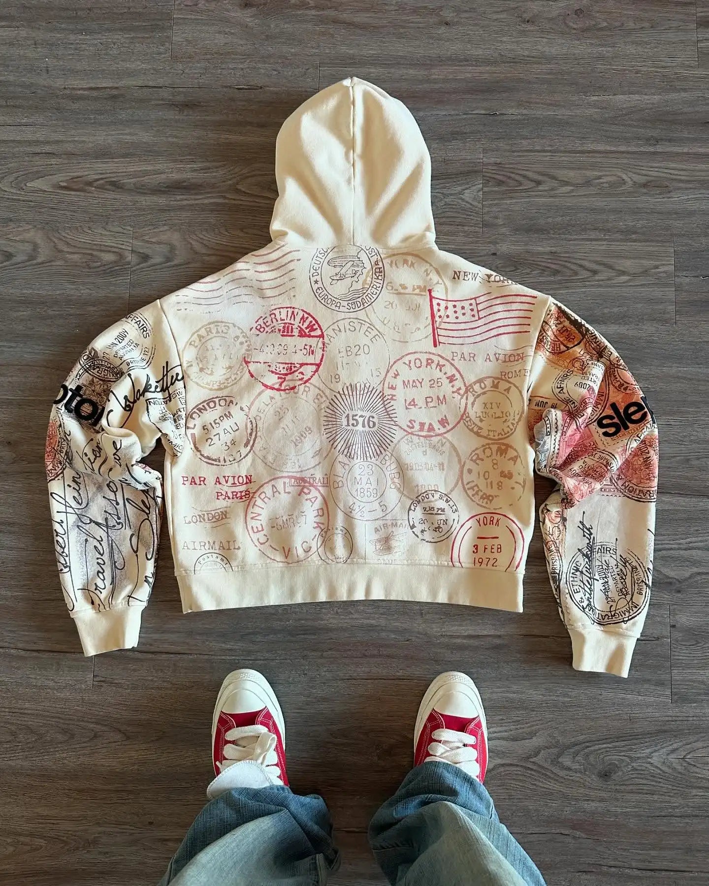 Passport Print Hoodie for Women Fashion Hip Hop Zip Up Hoodies Long Sleeve Harajuku Y2K Clothes Female Sweatshirt Street Jacket