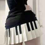 Spring Black White Spliced Women Short Skirt Y2k Slim Design Harajuku Mini Skirt Female Empire Korea Style Chic Piano Skirt - Matrix-studios.com