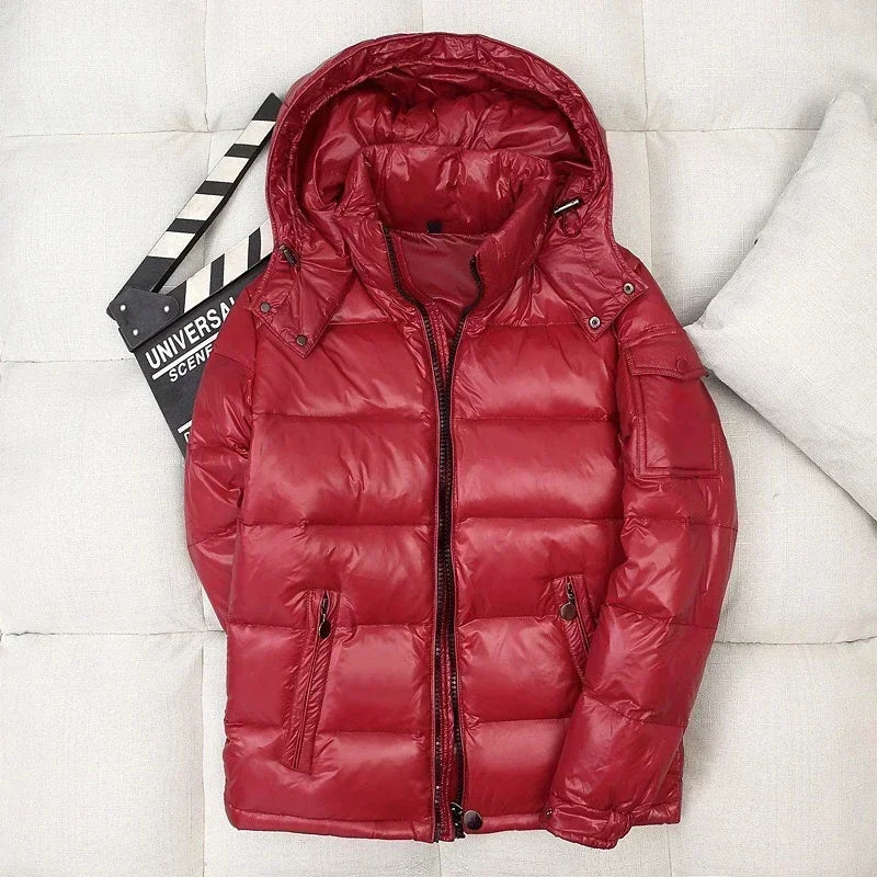 New Winter Men Shiny White Duck Down Coats Hooded Casual Puffer Jackets Quality Male Outdoor Windproof Parkas Warm Jackets 3XL - Matrix Studios