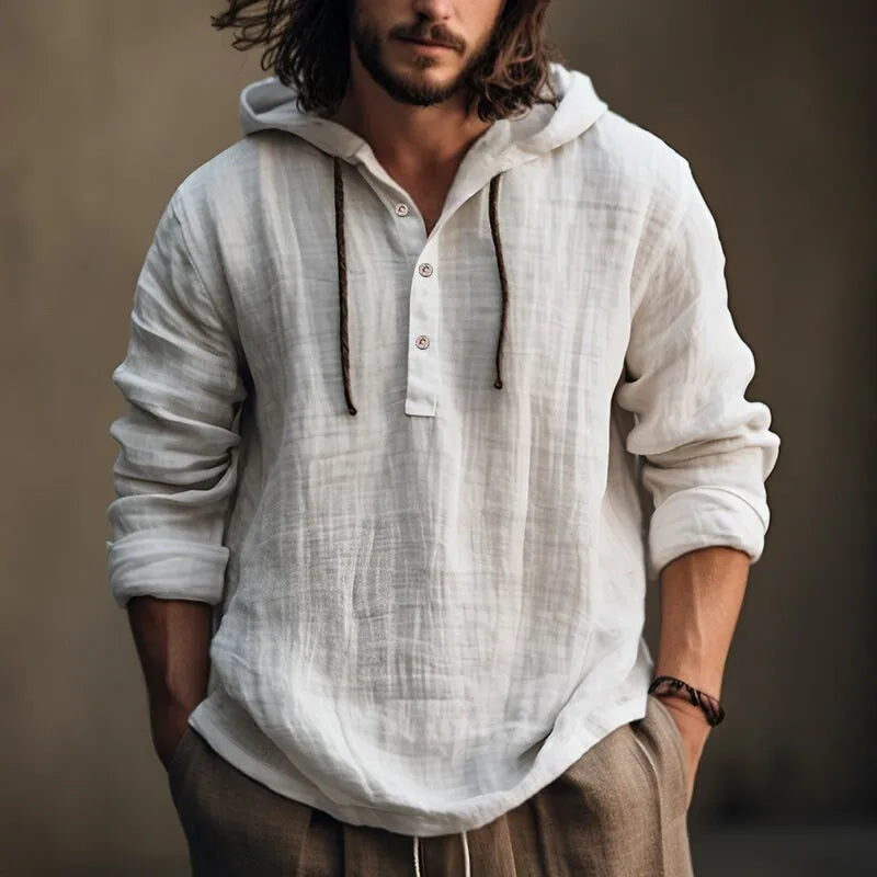 2024 New Men's Casual Blouse Cotton Linen Shirt Loose Tops Long Sleeve Tee Shirt Spring Autumn Casual Men's Shirts - Matrix Studios