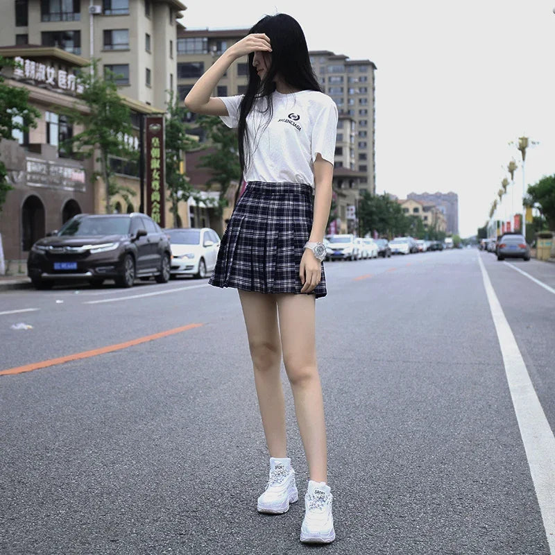 Harajuku 0Women Pleat Skirt 0Preppy Style Plaid 0Mini Cute Japanese School Uniforms Ladies Jupe Kawaii - Matrix-studios.com