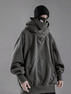 Embroidery Turtleneck Sweatshirt For Men Japanese Ninja Hoodies Autumn Hip Hop Fleece Pocket Streetwear Oversized Y2K Hoody - Matrix Studios
