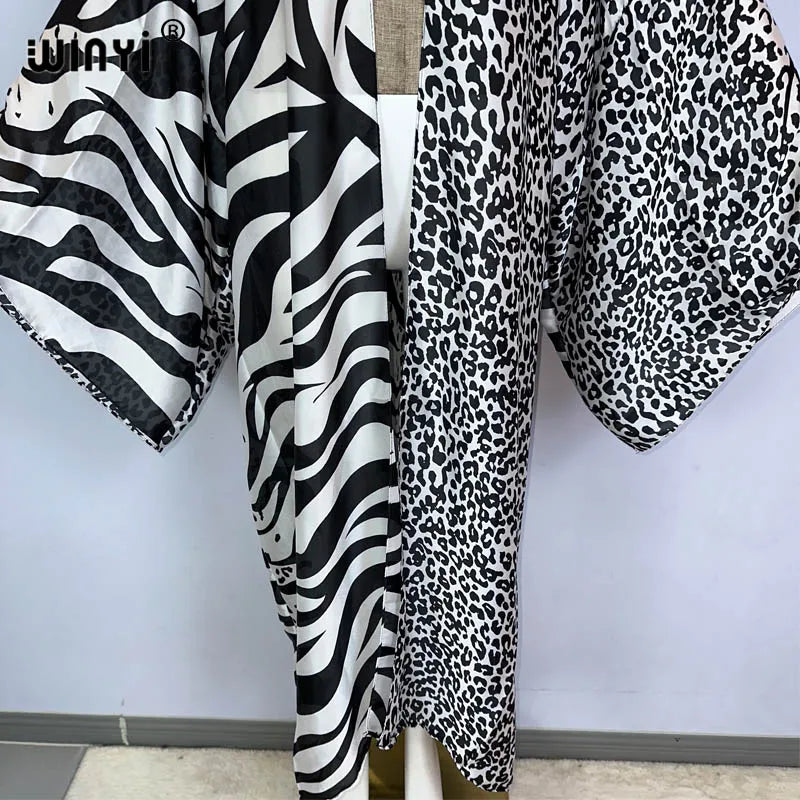 WINYI Kimono Africa Print Kaftans Beach Wear Cover-Ups Elegant Cardigan Sexy Holiday Beach Outfits for Women Vestidos Swimwear - Matrix Studios