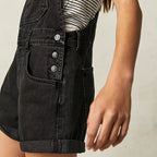Y2K Vintage Black Denim Rompers Women Sleeveless High Waist Jeans Playsuits Korean Fashion Chic Jumpsuits Overalls Baggy Shorts - Matrix Studios