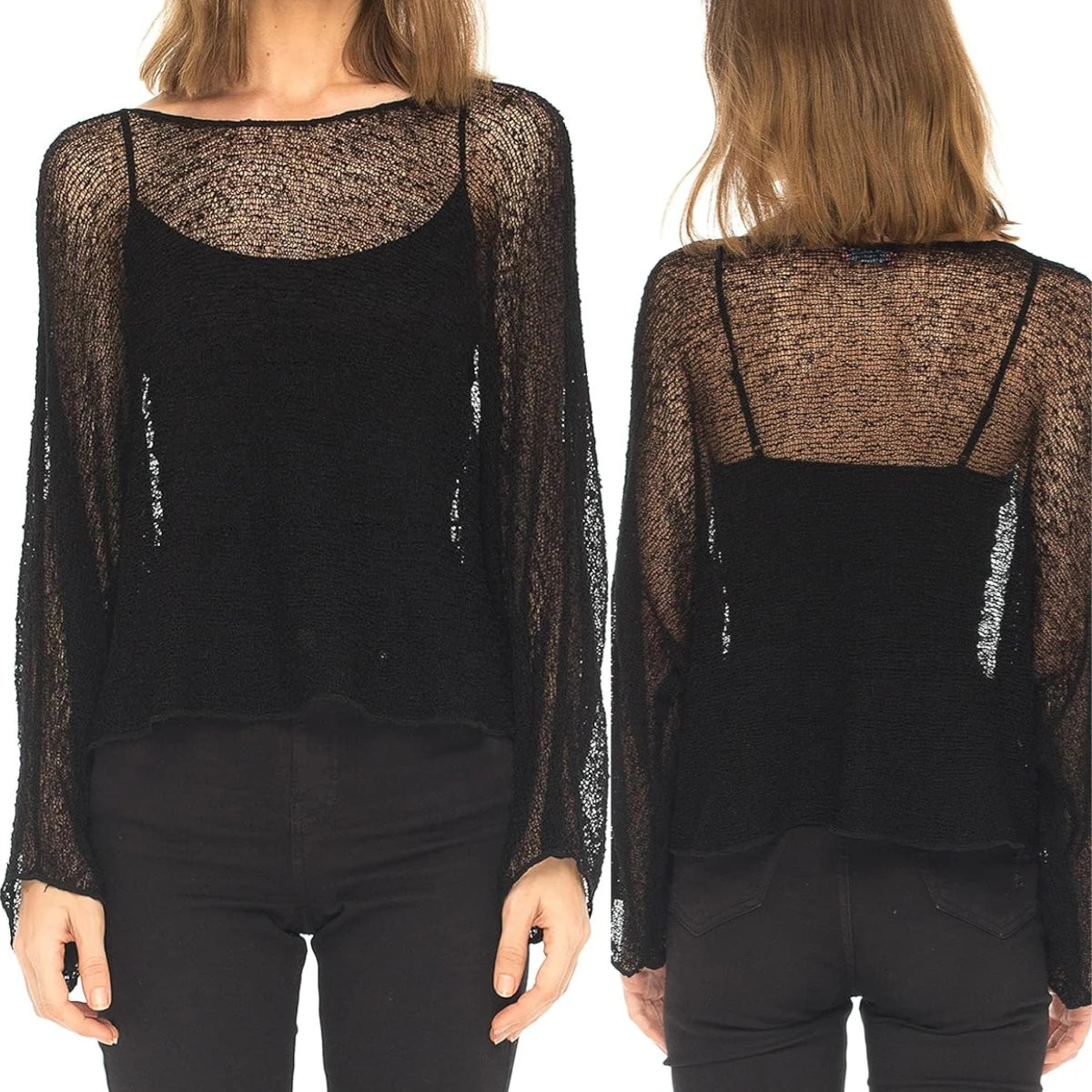 Women Knit Cover-ups Summer Autumn See-through Irregular Loose Pullover Summer Beach Smock Crop Tops Bikinis Cover Ups - Matrix Studios
