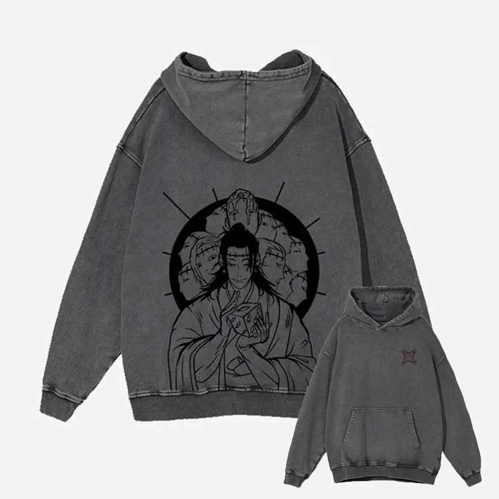 Japanese Anime Jujutsu Kaisen Print Hooded Pullover Men Hip Hop Sweatshirt Vintage Hoodie Harajuku Cotton Sweatshirts - Matrix Studios
