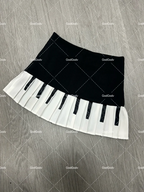 American Vintage Black White Piano Keys Skirts Y2k Slim Waist Ruched A-line Skirt Women 2026 Summer New Korea Style Chic Mujer - Matrix-studios.com
