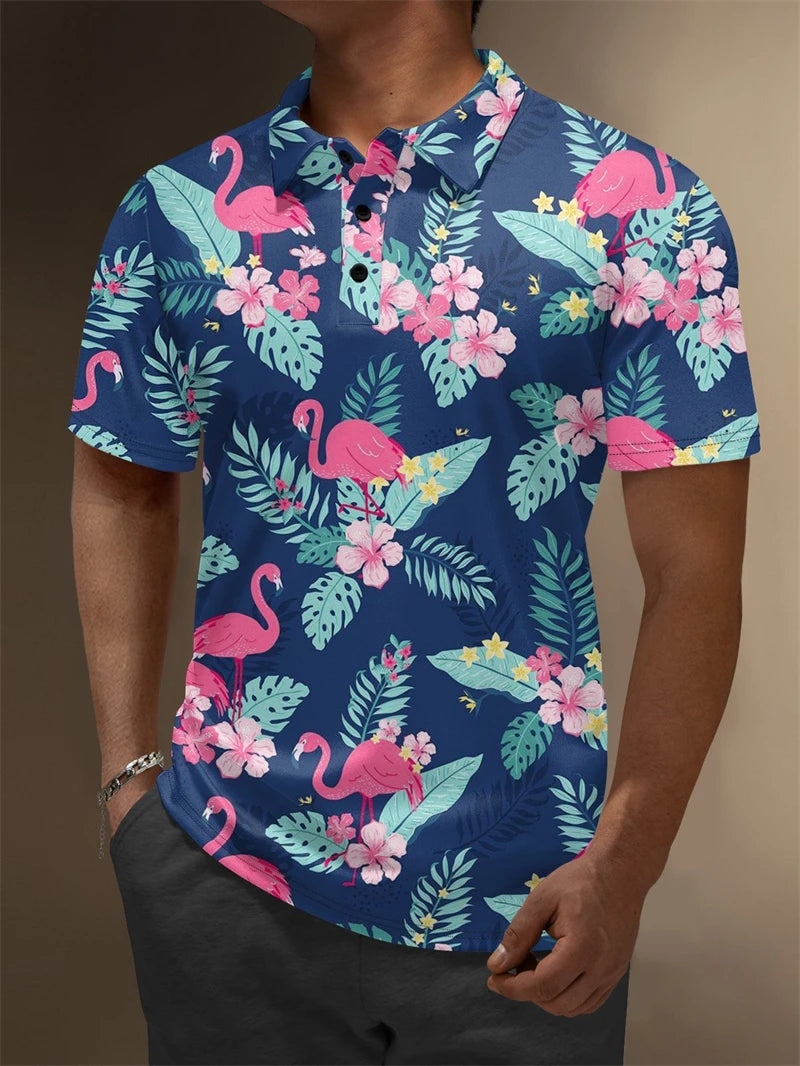 2025 New 3d Print Flamingo Graphic Polo Shirts For Men Women Short Sleeve Golf Shirts Fashion Street Polo Shirt Hawaiian Tops - Matrix-studios.com